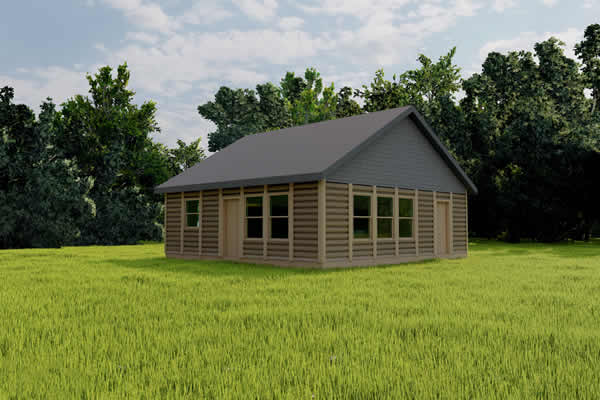 Canvas Back Log Cabin Model